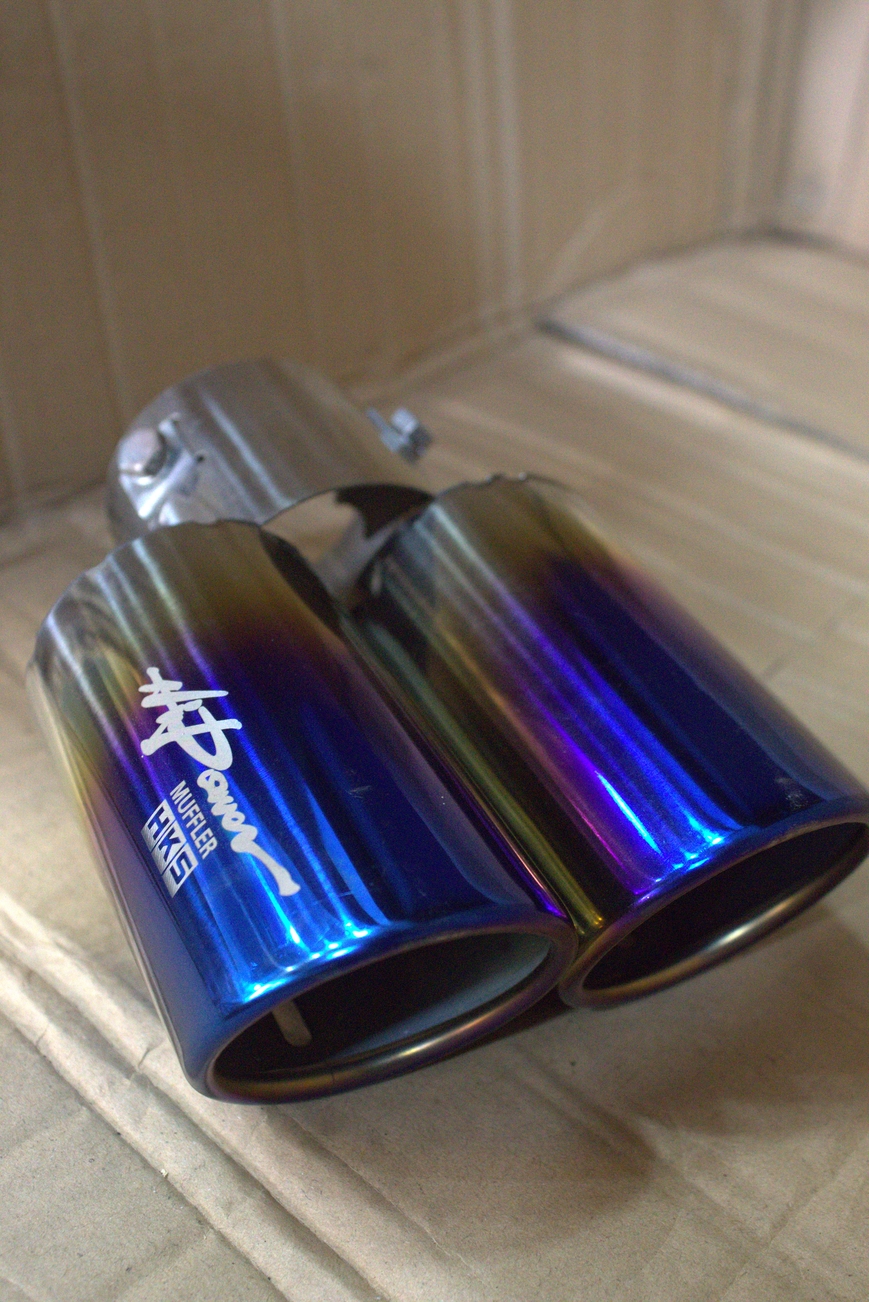 HKS round twin tip exhaust muffler